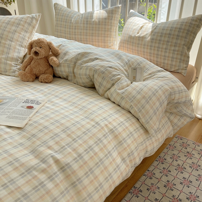 91家纺网 家纺一手货源 找家纺 XIWEN-希文家纺 2025新款A类全棉纯棉有氧双层纱四件套 六丁目-兰