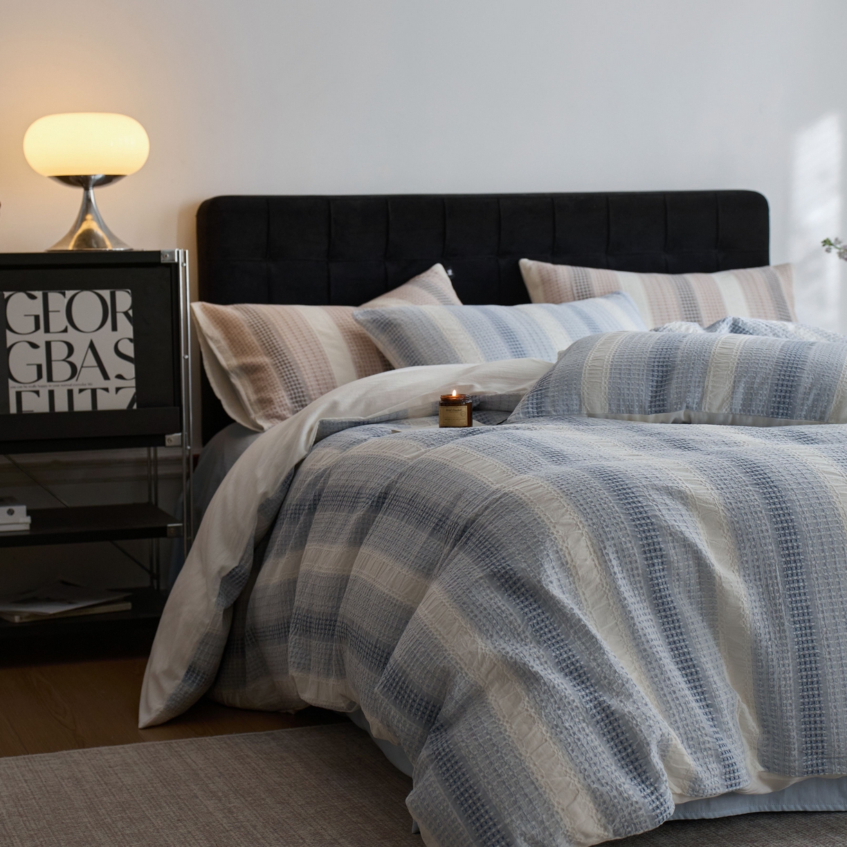 91家纺网 家纺一手货源 找家纺 （总）安莱生活 2025新款渐变华夫格系列四件套