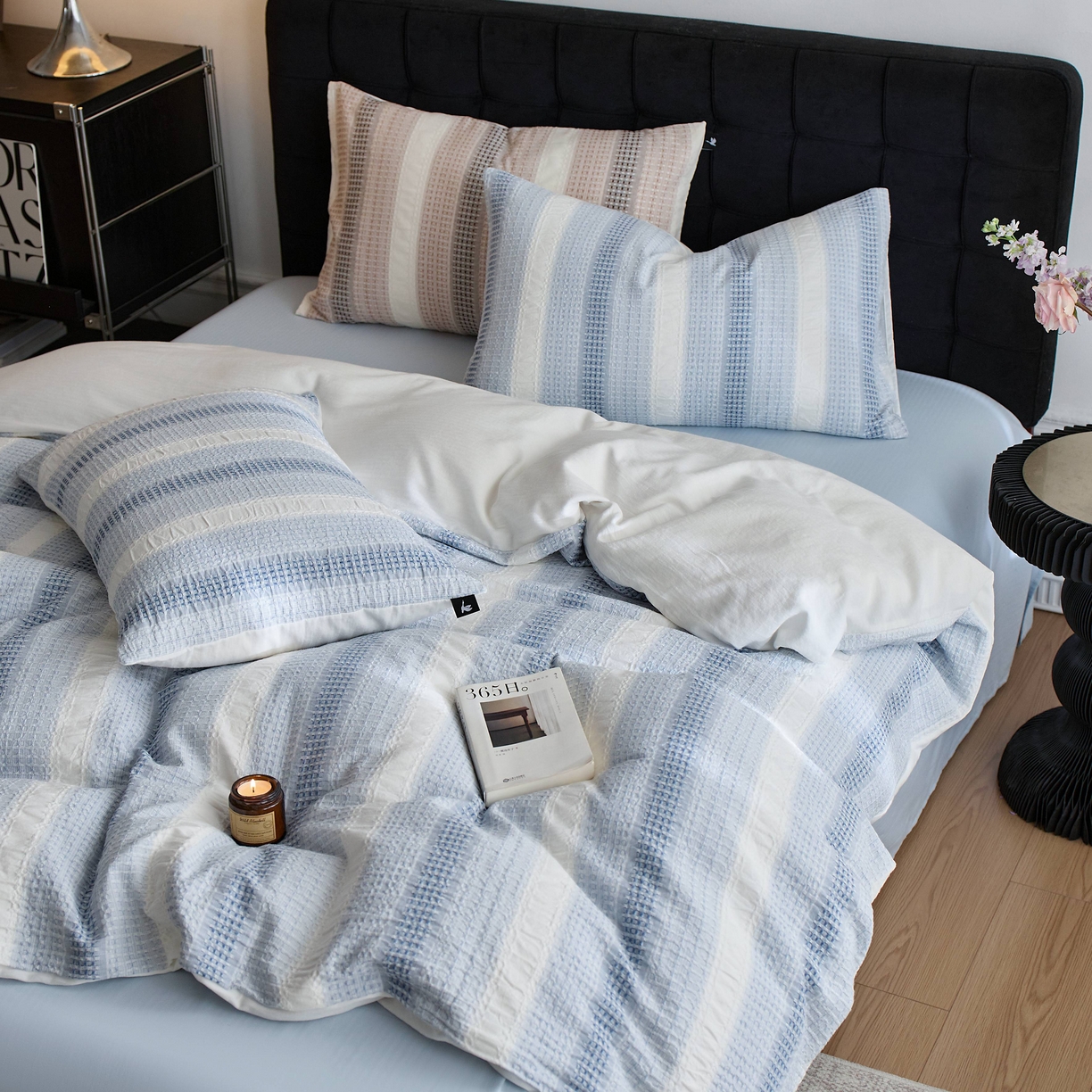 91家纺网 家纺一手货源 找家纺 （总）安莱生活 2025新款渐变华夫格系列四件套