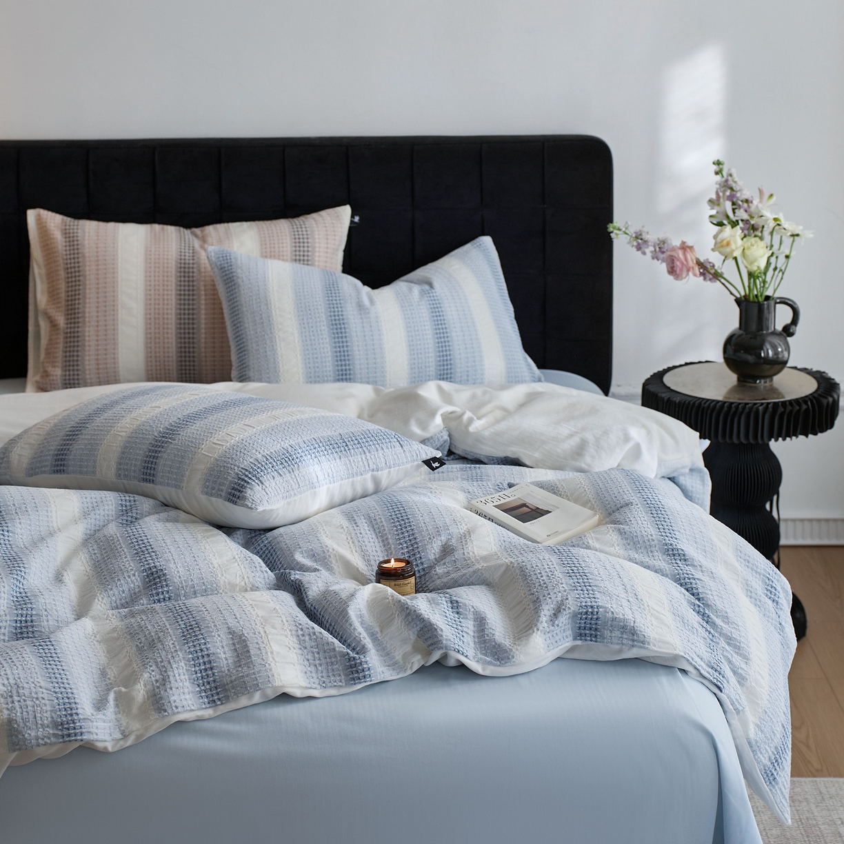 91家纺网 家纺一手货源 找家纺 （总）安莱生活 2025新款渐变华夫格系列四件套