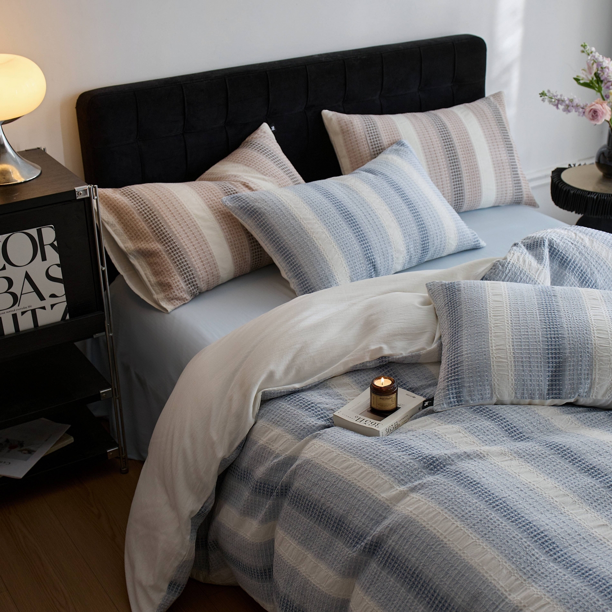 91家纺网 家纺一手货源 找家纺 （总）安莱生活 2025新款渐变华夫格系列四件套