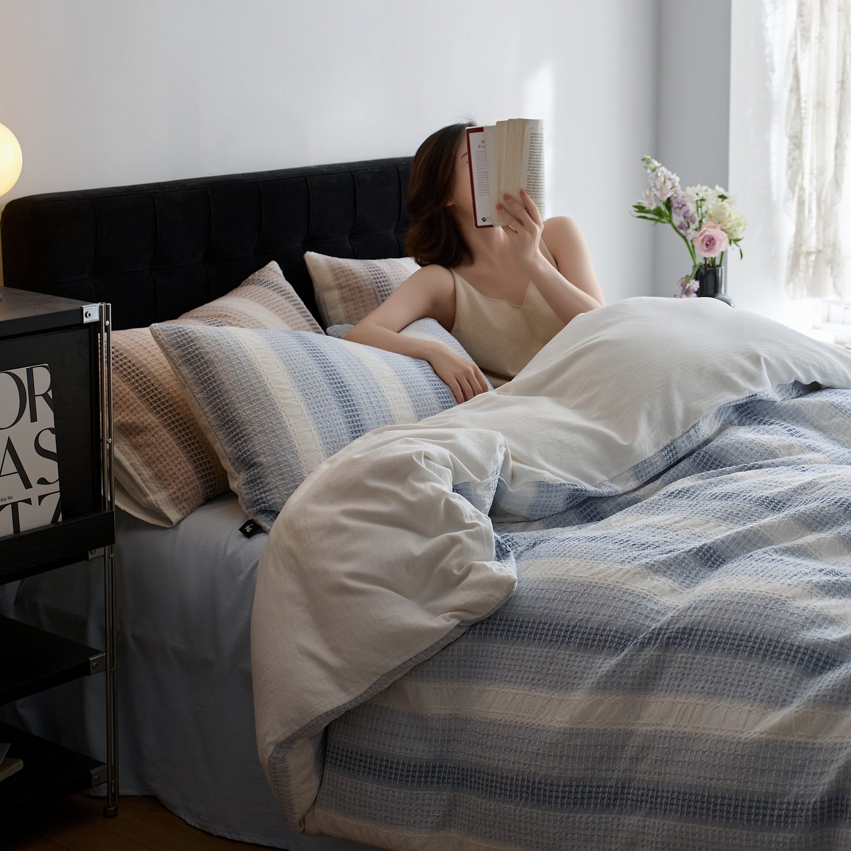 91家纺网 家纺一手货源 找家纺 （总）安莱生活 2025新款渐变华夫格系列四件套