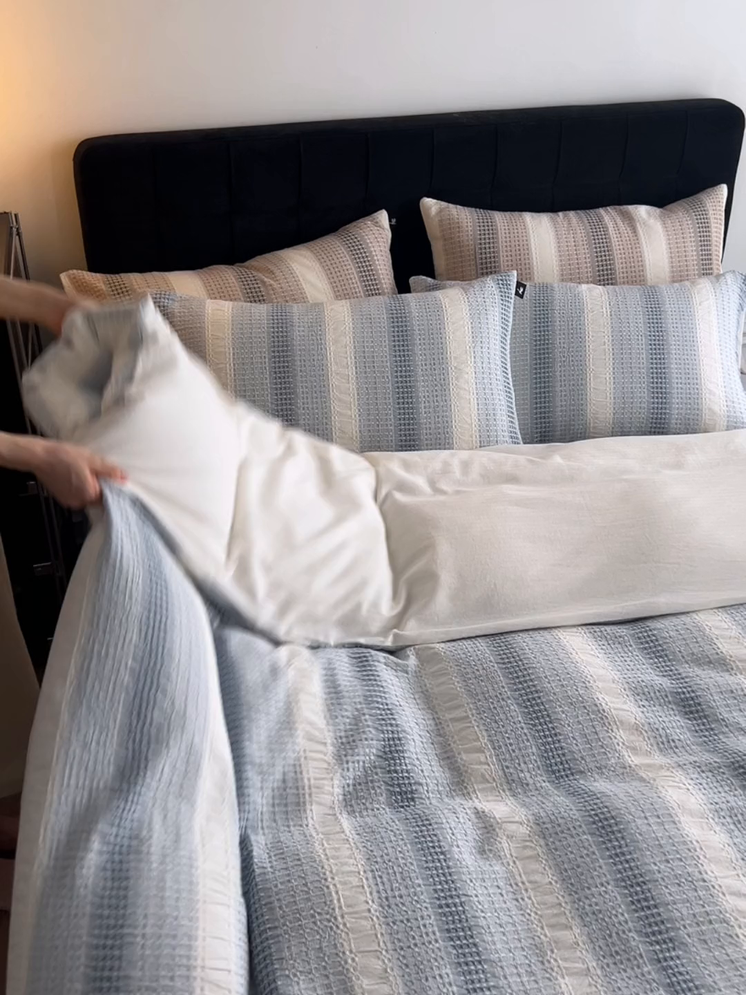 91家纺网 家纺一手货源 找家纺 安莱生活 2025新款渐变华夫格系列四件套 布鲁方方