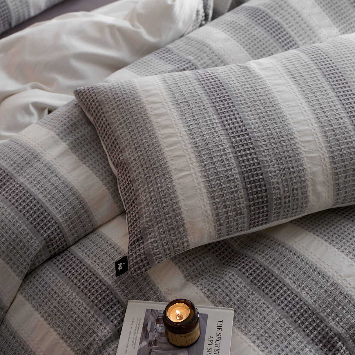 91家纺网 家纺一手货源 找家纺 安莱生活 2025新款渐变华夫格系列四件套 灰色协议