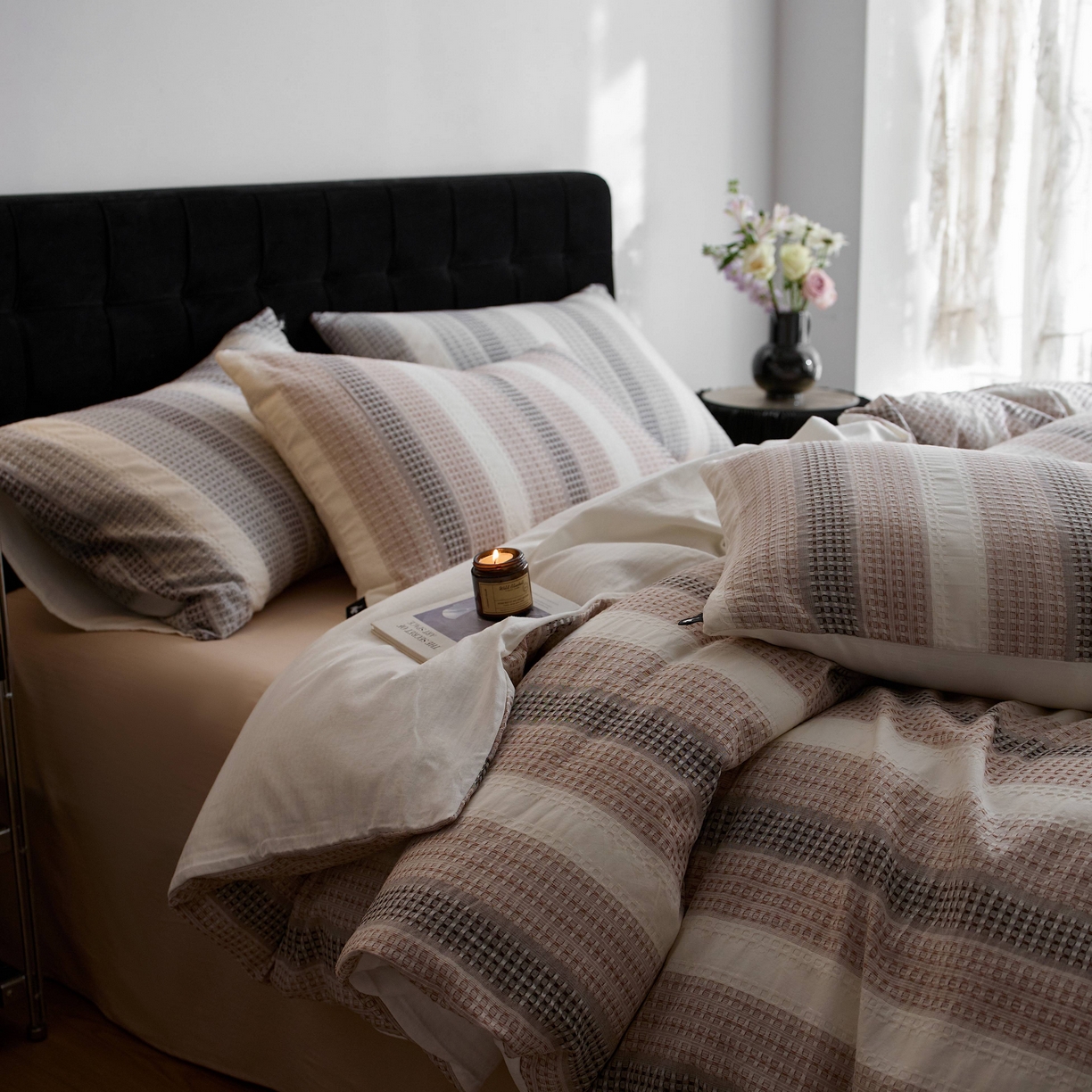 安莱生活 2025新款渐变华夫格系列四件套 沙丘纹章