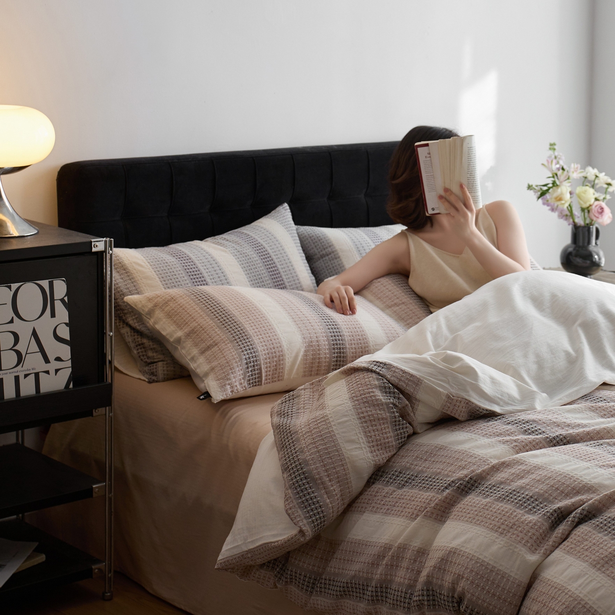 91家纺网 家纺一手货源 找家纺 安莱生活 2025新款渐变华夫格系列四件套 沙丘纹章