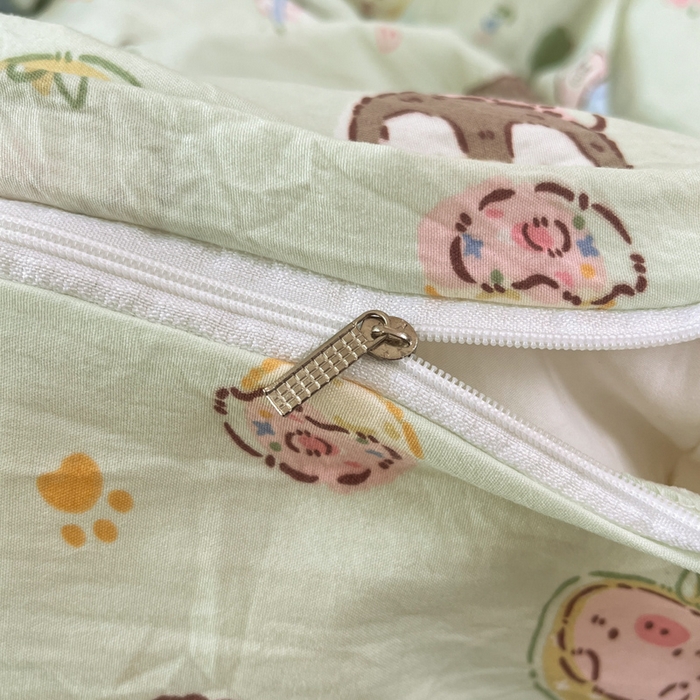 91家纺网 家纺一手货源 找家纺 罗亿家纺 2025新款软绵绵的双拼印花小清新水洗云朵棉四件套（含买家秀场景二） 小小萌宠