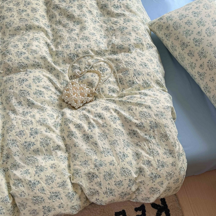 91家纺网 家纺一手货源 找家纺 罗亿家纺 2025新款软绵绵的双拼印花小清新水洗云朵棉四件套（含买家秀场景二） 春日与玫瑰