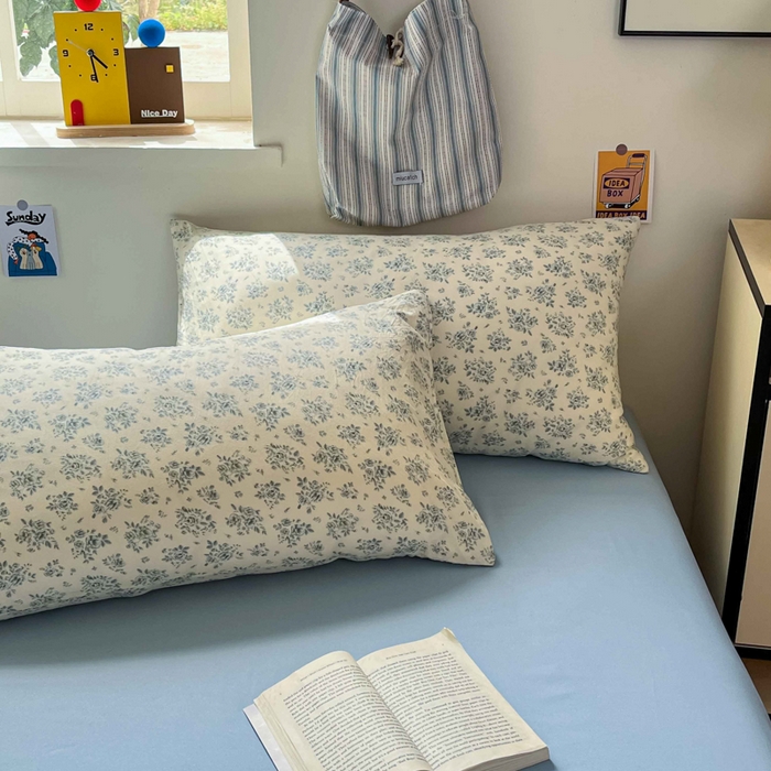 91家纺网 家纺一手货源 找家纺 罗亿家纺 2025新款软绵绵的双拼印花小清新水洗云朵棉四件套（含买家秀场景二） 春日与玫瑰