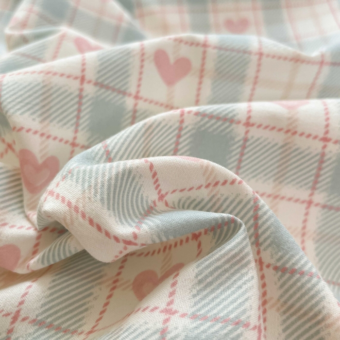 91家纺网 家纺一手货源 找家纺 罗亿家纺 2025新款软绵绵的双拼印花小清新水洗云朵棉四件套（含买家秀场景二） 温暖粉心