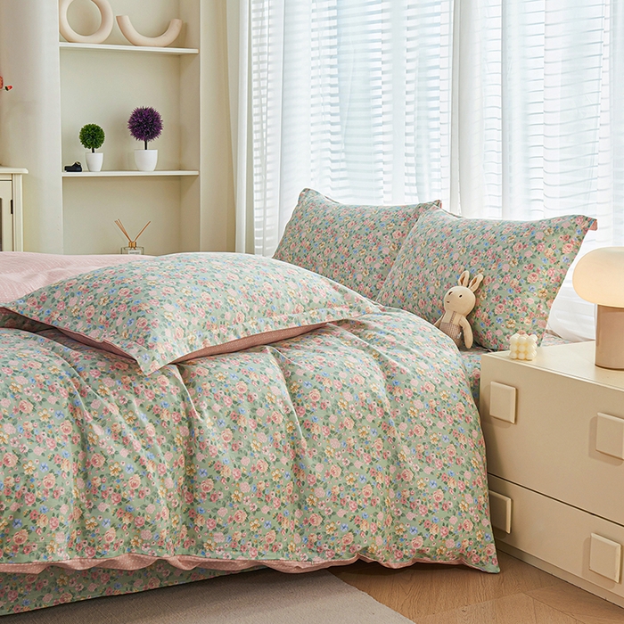 91家纺网 家纺一手货源 找家纺 （总）睡美美家纺 2025新款ins风舒适全棉印花系列单被套