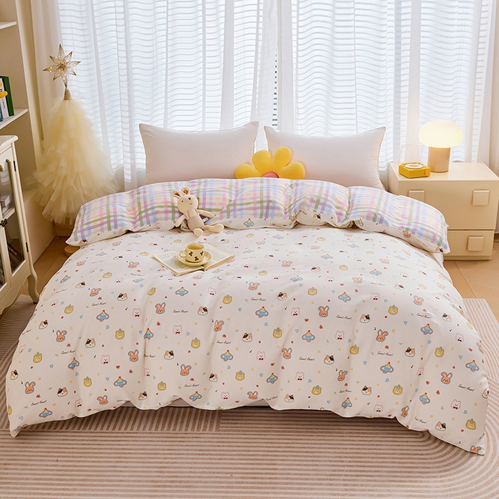 91家纺网 家纺一手货源 找家纺 （总）睡美美家纺 2025新款ins风舒适全棉印花系列单被套