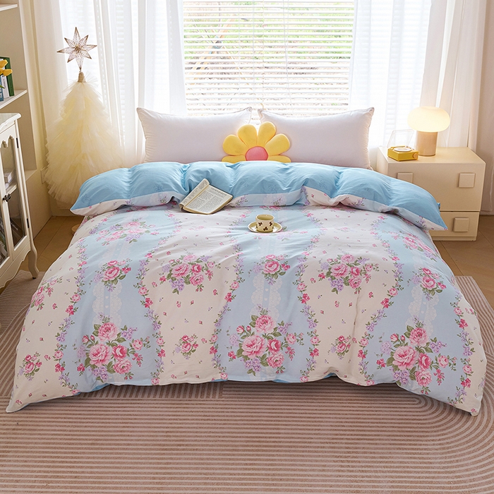 91家纺网 家纺一手货源 找家纺 （总）睡美美家纺 2025新款ins风舒适全棉印花系列单被套