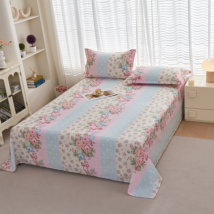 91家纺网 家纺一手货源 找家纺 （总）睡美美家纺 2025新款ins风舒适全棉印花系列单床单