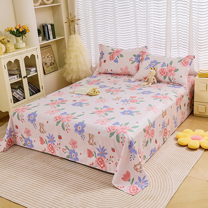 91家纺网 家纺一手货源 找家纺 （总）睡美美家纺 2025新款ins风舒适全棉印花系列单床单