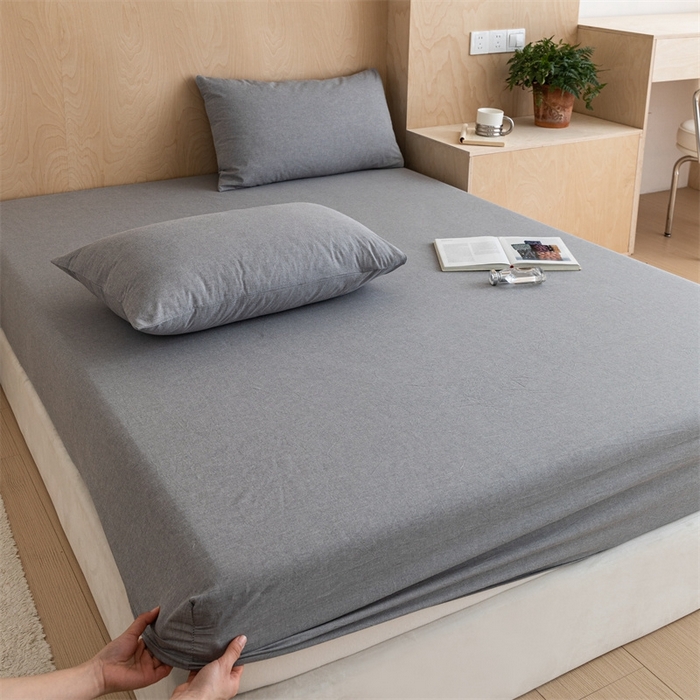 91家纺网 家纺一手货源 找家纺 欢博莱 2025新款100 克水洗棉单床笠 冰川灰