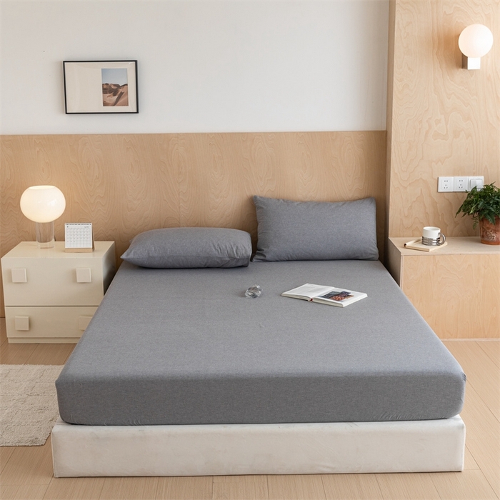 91家纺网 家纺一手货源 找家纺 欢博莱 2025新款100 克水洗棉单床笠 冰川灰