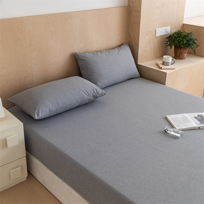 91家纺网 家纺一手货源 找家纺 欢博莱 2025新款100 克水洗棉单床笠 冰川灰