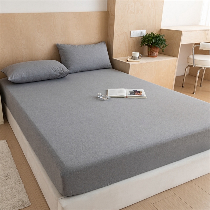 91家纺网 家纺一手货源 找家纺 欢博莱 2025新款100 克水洗棉单床笠 冰川灰