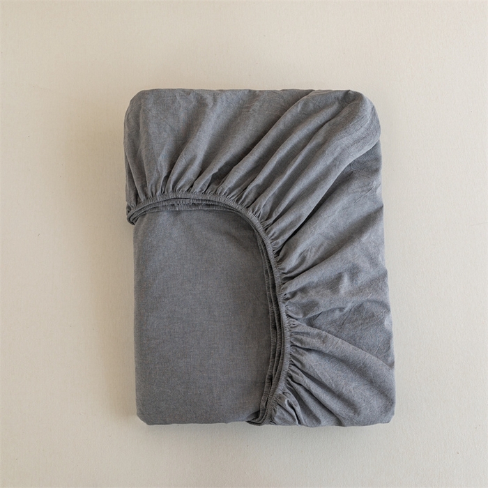 91家纺网 家纺一手货源 找家纺 欢博莱 2025新款100 克水洗棉单床笠 冰川灰