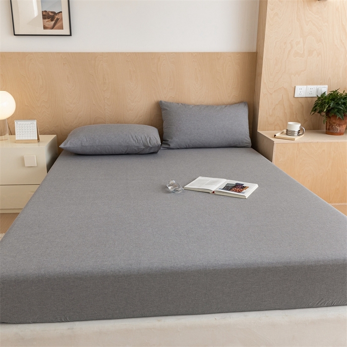 91家纺网 家纺一手货源 找家纺 欢博莱 2025新款100 克水洗棉单床笠 冰川灰