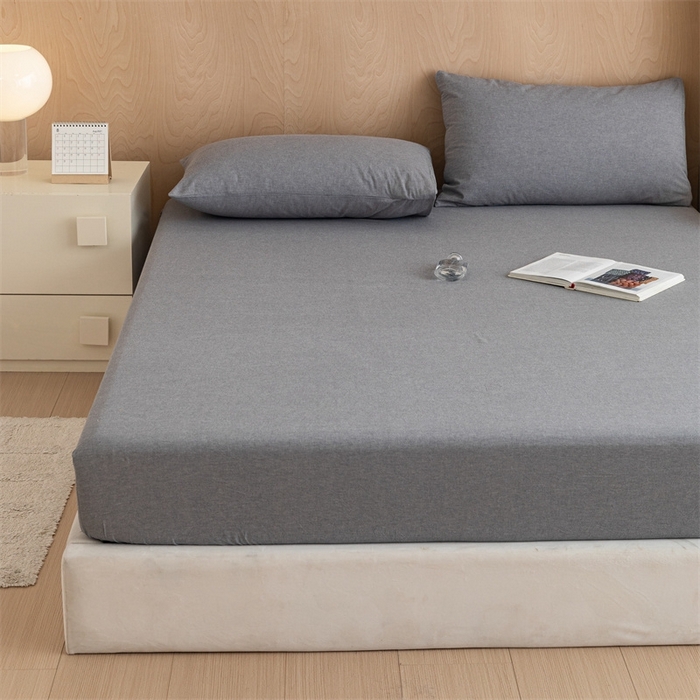 91家纺网 家纺一手货源 找家纺 欢博莱 2025新款100 克水洗棉单床笠 冰川灰