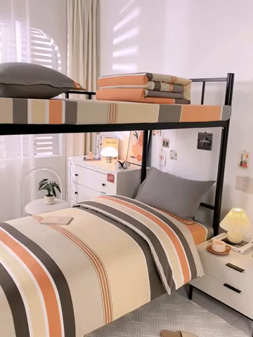 91家纺网 家纺一手货源 找家纺 上学郎家居 2025新款全棉学生三件套宿舍单人床六件套纯棉床上用品 卡尔曼-灰