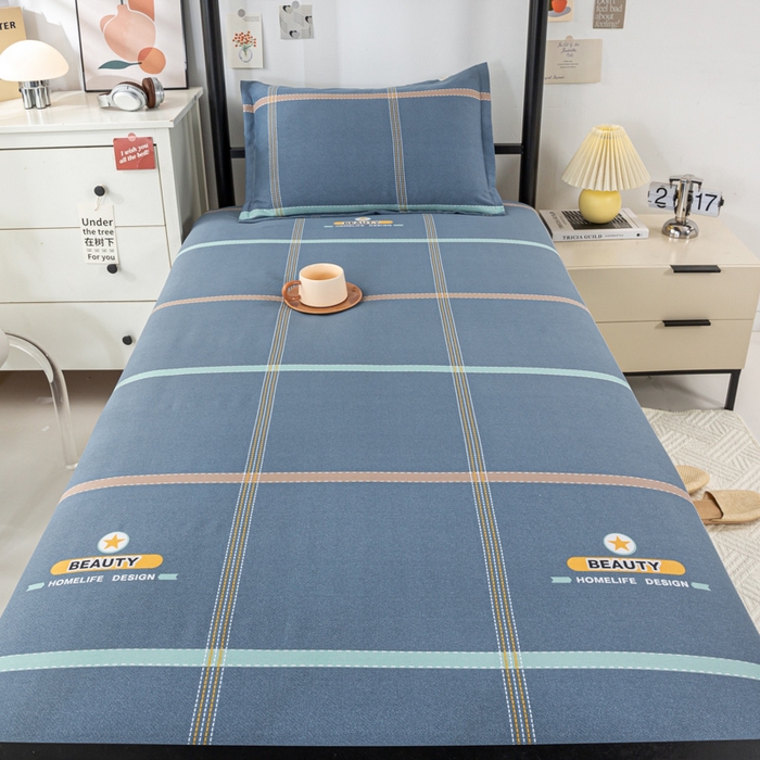 91家纺网 家纺一手货源 找家纺 上学郎家居 2025新款全棉学生三件套宿舍单人床六件套纯棉床上用品 卡罗琳-蓝