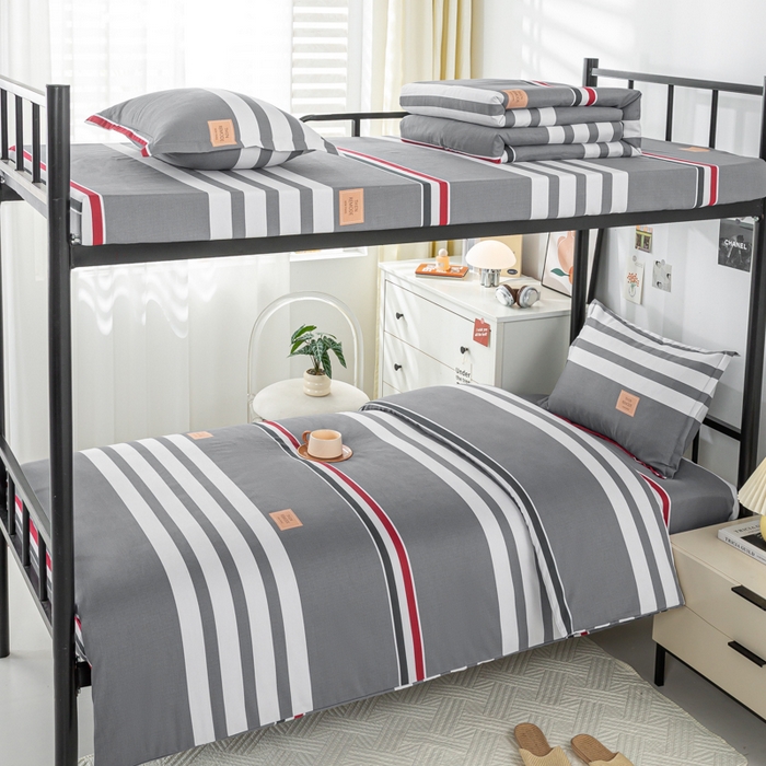 上学郎家居 2025新款全棉学生三件套宿舍单人床六件套纯棉床上用品 艾格拉-灰