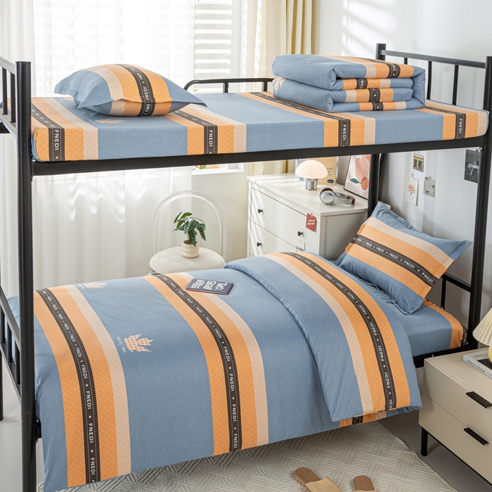 上学郎家居 2025新款全棉学生三件套宿舍单人床六件套纯棉床上用品 复古枫叶-蓝