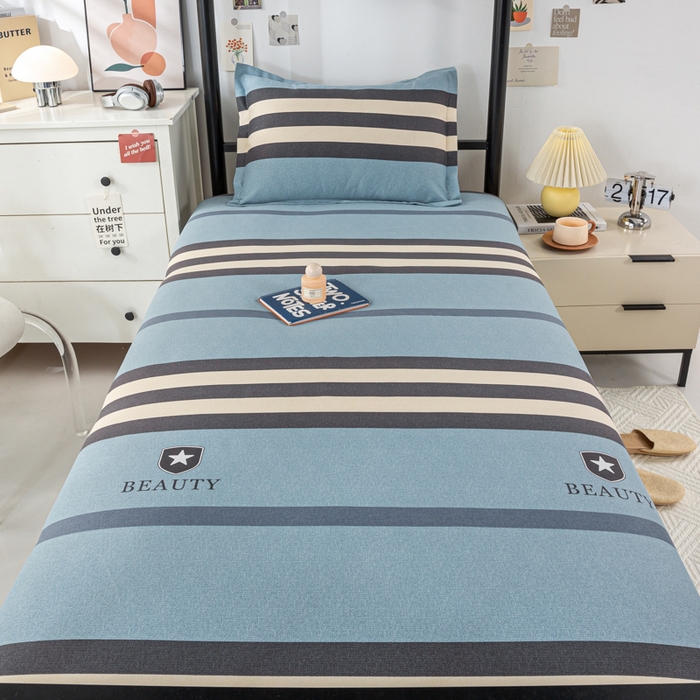 91家纺网 家纺一手货源 找家纺 上学郎家居 2025新款全棉学生三件套宿舍单人床六件套纯棉床上用品 极简格调-蓝