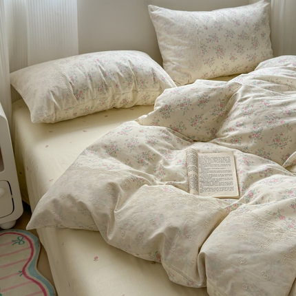 91家纺网 家纺一手货源 找家纺 （总）乐童家纺 2025新款纯棉法式蕾丝花边系类四件套