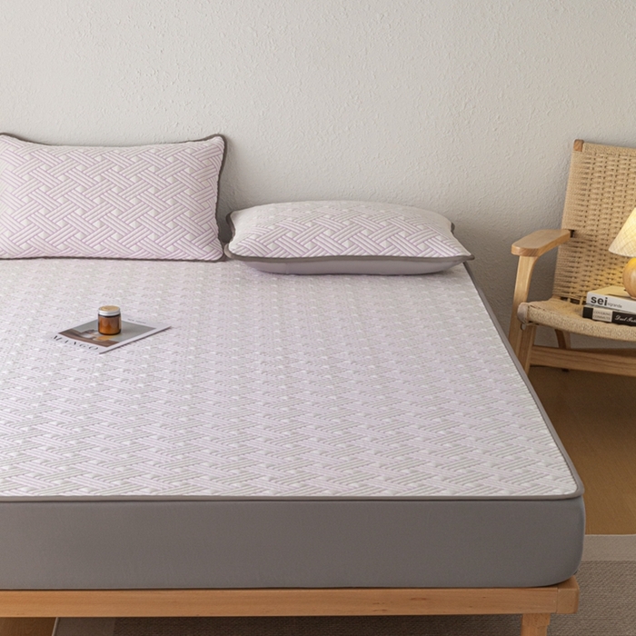 91家纺网 家纺一手货源 找家纺 欧邦 2025新款加厚PE中分子凉感豆豆软席极简系列 极简-紫【床笠款】