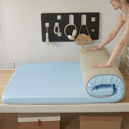暖季家纺 2025新款学生宿舍凉席按摩冰感豆豆冰丝席地铺地垫 凉豆豆蓝色
