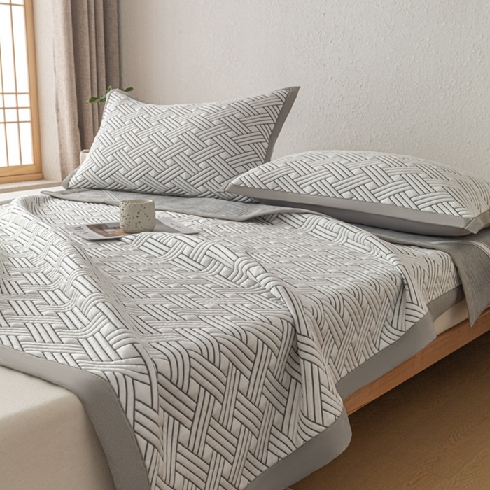 91家纺网 家纺一手货源 找家纺 （总）欧邦 2025新款加厚PE中分子凉感豆豆软席极简系列