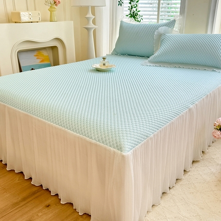 逸尚阁  2025新款凉豆豆床裙凉席三件套 冰豆豆-天空蓝