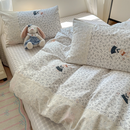 91家纺网 家纺一手货源 找家纺 （总）乐童家纺 2025新款纯棉法式蕾丝花边系类四件套