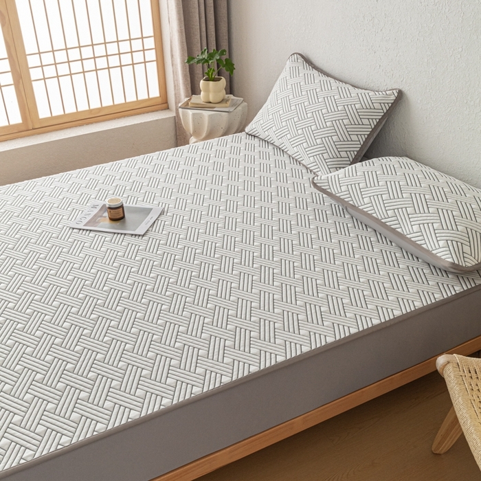 91家纺网 家纺一手货源 找家纺 欧邦 2025新款加厚PE中分子凉感豆豆软席极简系列 极简-灰【床笠款】