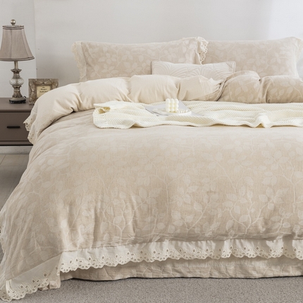 （总）鲁爱家纺供货 2025新款AB版棉麻花边款四件套