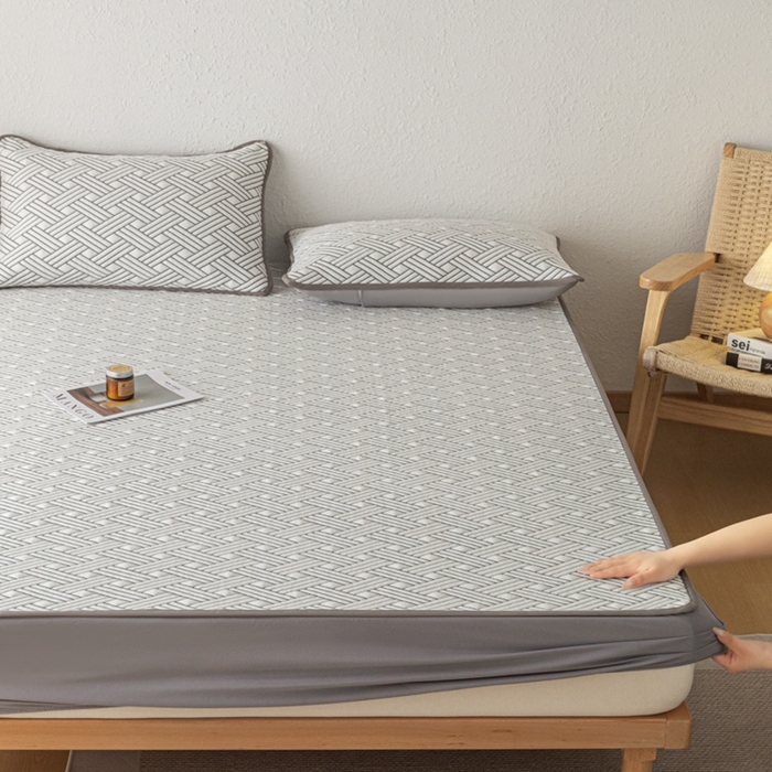 91家纺网 家纺一手货源 找家纺 欧邦 2025新款加厚PE中分子凉感豆豆软席极简系列 极简-灰【床笠款】