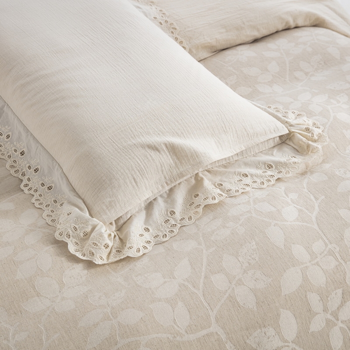 91家纺网 家纺一手货源 找家纺 （总）鲁爱家纺供货 2025新款AB版棉麻花边款四件套