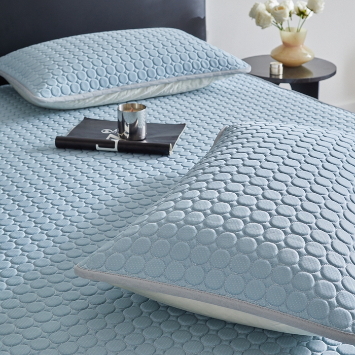 91家纺网 家纺一手货源 找家纺 傲蕾良品 2025新款雪精灵极爽冰丝硅胶凉席 湖水蓝