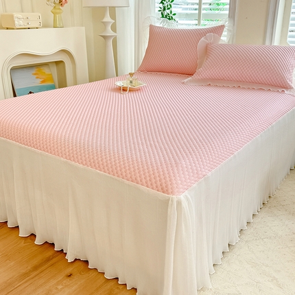 逸尚阁  2025新款凉豆豆床裙凉席三件套 冰豆豆-仙气粉