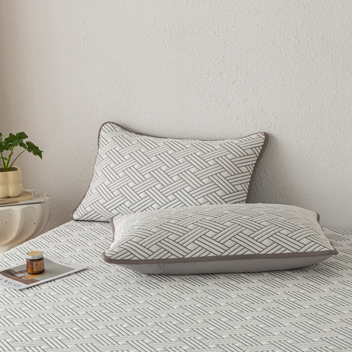 91家纺网 家纺一手货源 找家纺 欧邦 2025新款加厚PE中分子凉感豆豆软席极简系列 极简-灰【床笠款】