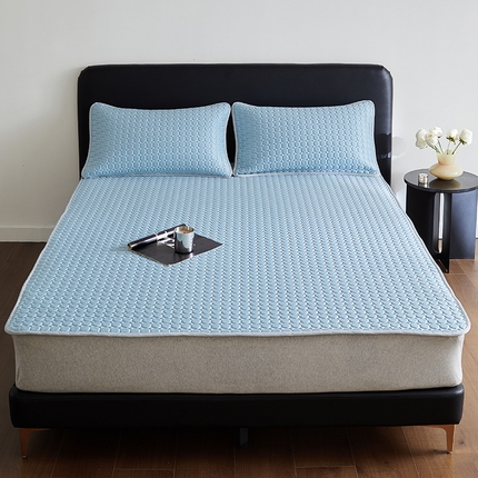 91家纺网 家纺一手货源 找家纺 傲蕾良品 2025新款雪精灵极爽冰丝硅胶凉席 湖水蓝