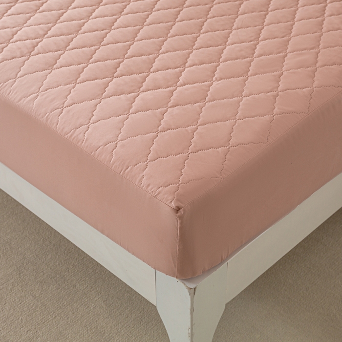 91家纺网 家纺一手货源 找家纺 漫仙阁家纺 2025新款防水夹棉床笠 豆沙粉