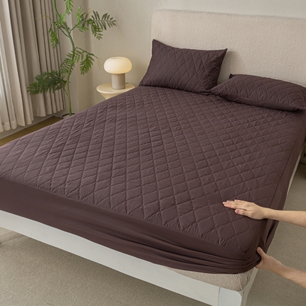 漫仙阁家纺2025新款防水夹棉床笠 咖啡色