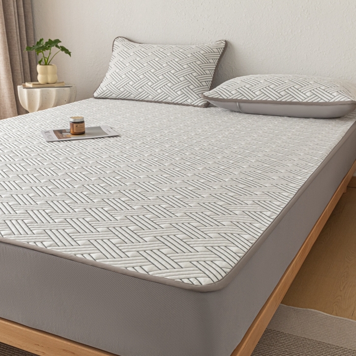 91家纺网 家纺一手货源 找家纺 欧邦 2025新款加厚PE中分子凉感豆豆软席极简系列 极简-灰【床笠款】