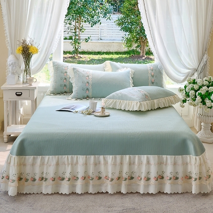 91家纺网 家纺一手货源 找家纺 乐朵家居 2025新款 洛伊（可配同色系空调被）PE凉席三件套（复合） 控价258 洛伊-绿