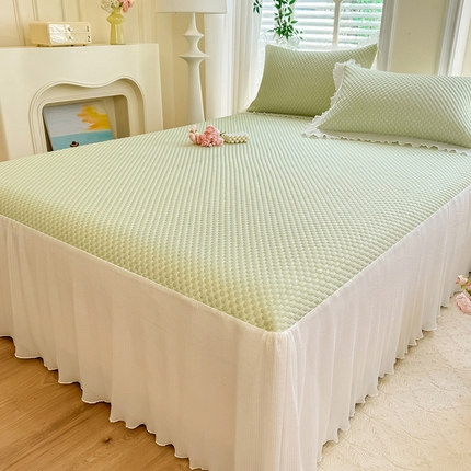 逸尚阁  2025新款凉豆豆床裙凉席三件套 冰豆豆-清澈绿